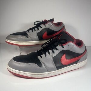 Nike Air Jordan 1 Low "Black/Cement Gray/Fire Red" 553558-060 Mens New Size 17